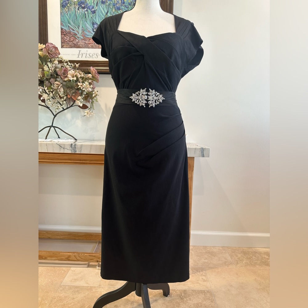 Stop Starting 50's Love Bow Pencil Dress in Black - XL